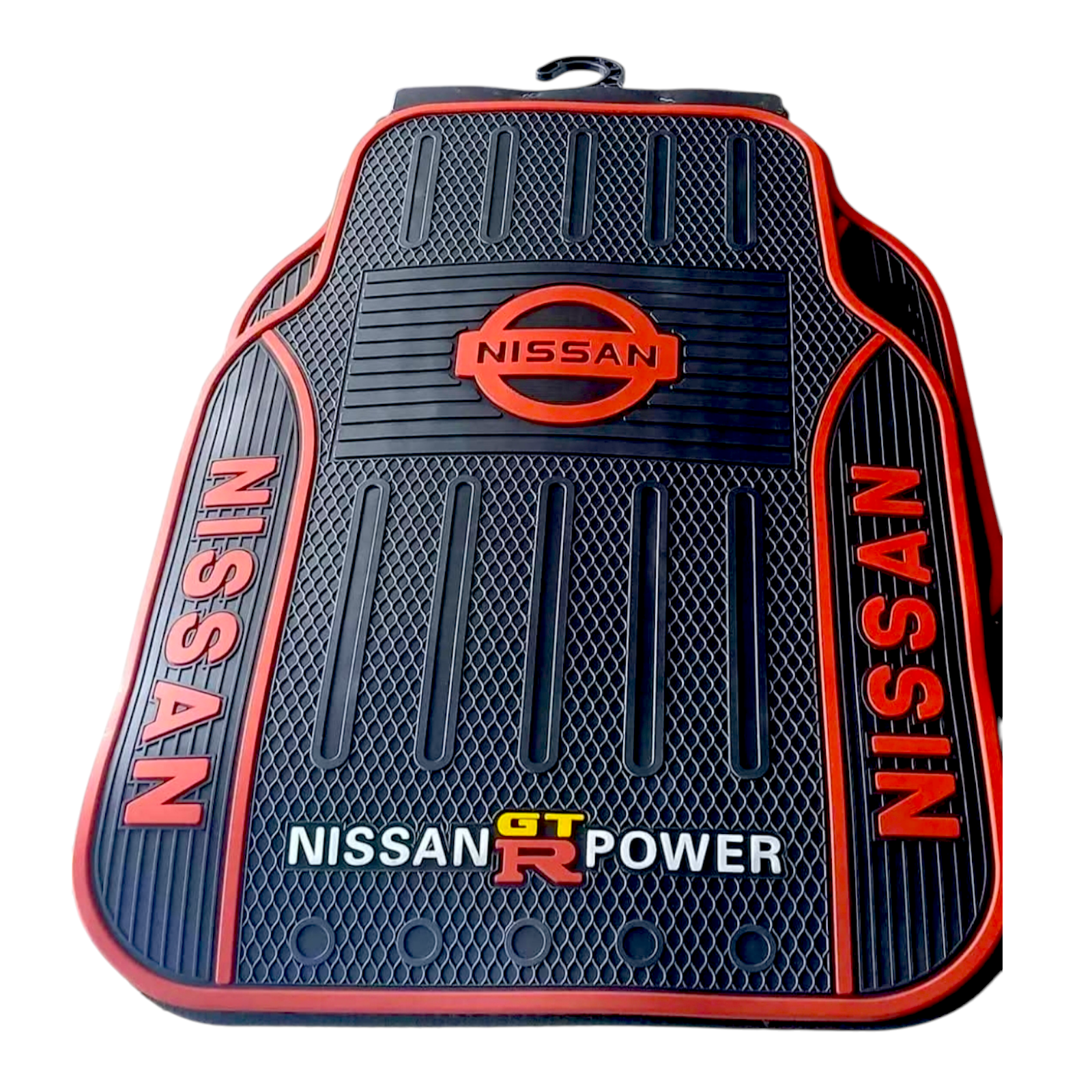 Nissan GTR Power red and black heavy-duty rubber car floor mat - Jemspark