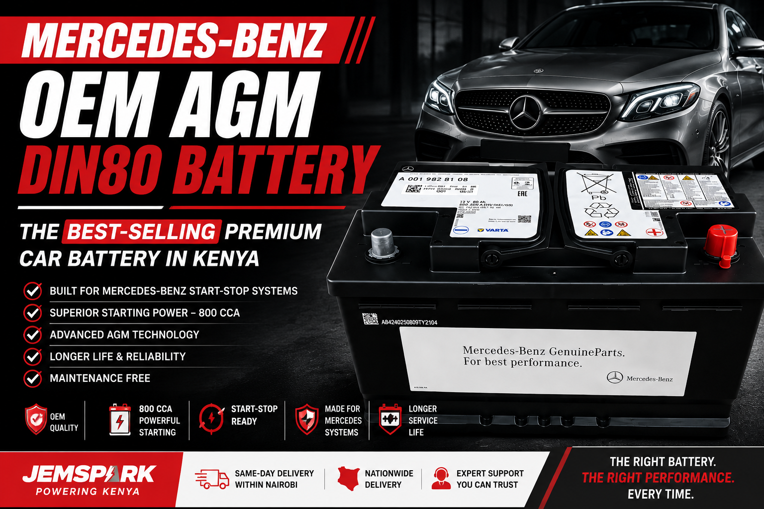 Why the Mercedes-Benz OEM AGM DIN80 Battery Is Kenya’s Best-Selling Premium Car Battery