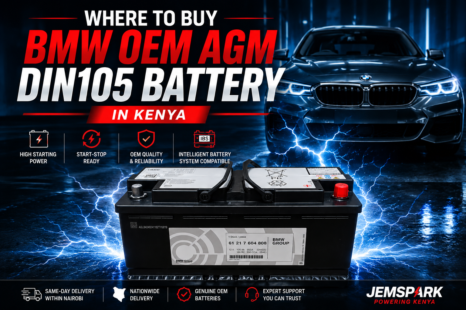 Where to Buy BMW OEM AGM DIN105 Battery in Kenya